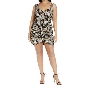 NWT LAVISH ALICE PLEATED BARDOT MINI DRESS FLORAL OFF THE SHOULDER US SIZE 12